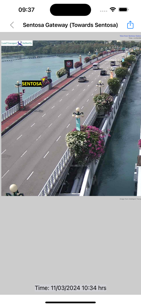 SG Traffic Cameras & Updates - Live traffic camera view of Sentosa Gateway in Singapore