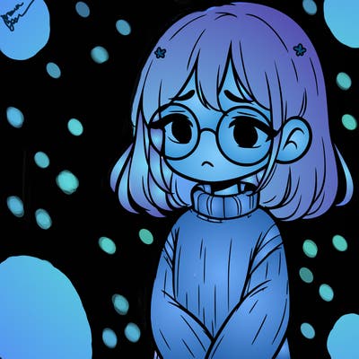 sad girl with glasses in a sweater