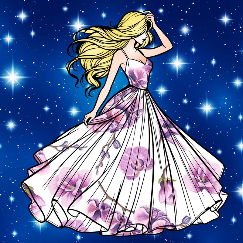 realistic woman with dress flowing in the wind