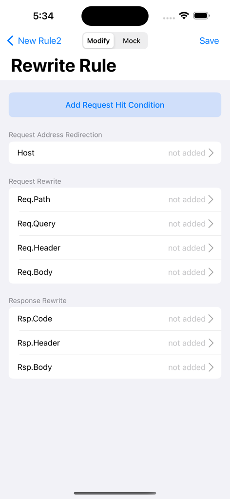 Hodor - HTTP(s) Packet Sniffer - Interface for setting up HTTP rewrite rules and mocking responses in the Hodor packet sniffer app.