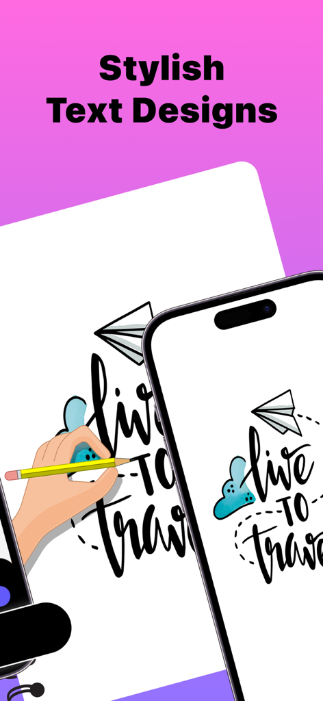 Drawing Projector: AR Drawing - Una mano calando un diseño de texto elegante sobre papel usando la proyección de la aplicación de dibujo AR.