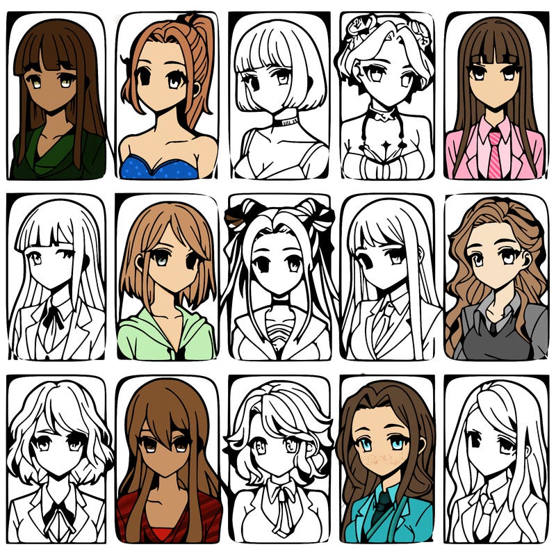 girls that look diffrent anime