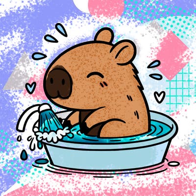 capybara taking a bath