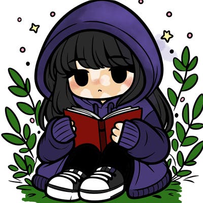 girl in oversized hoodie reading a book