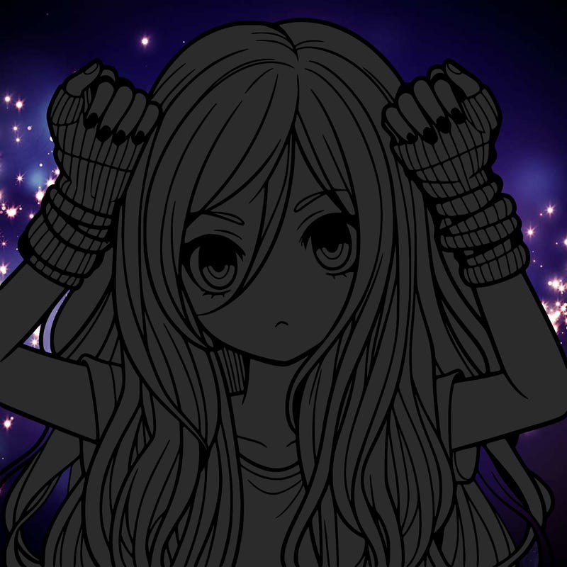 long haired girl with fingerless gloves