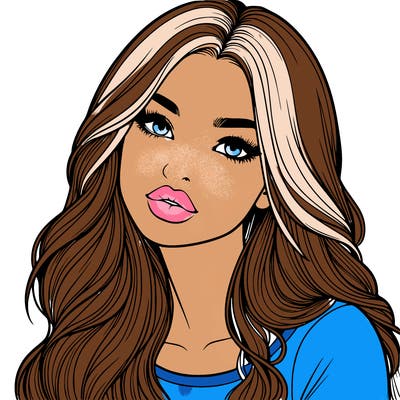 realistic girl with hair on her hair and lips