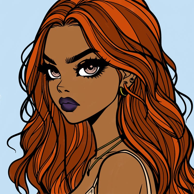 a realistic girl with siren eyes and looks badass