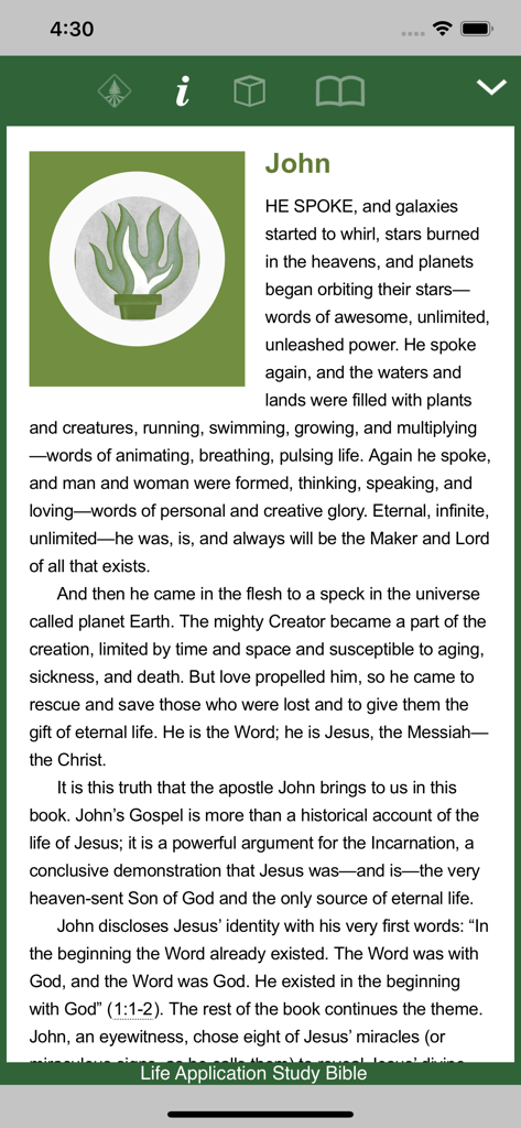 Introduction to the Gospel of John in the Life Application Study Bible app
