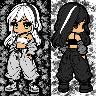 girl in crop top and baggy pants