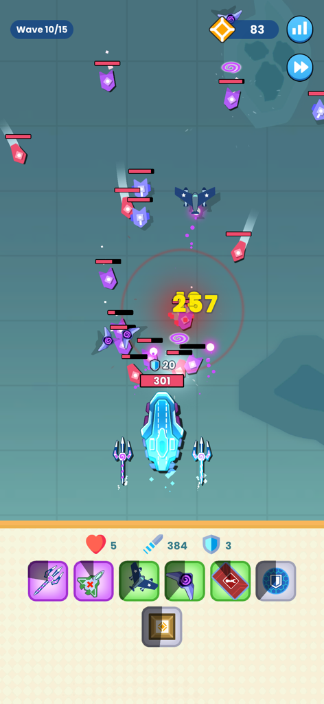 Inventory Merge Combat - Naval combat gameplay in Inventory Merge Combat showing ships and merged weapons