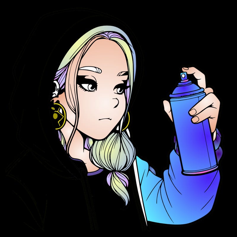 a realistic girl, spray painting