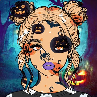 realistic girl with two buns in hair and lips