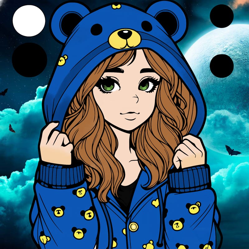 realistic girl in a animal pjs hoodie