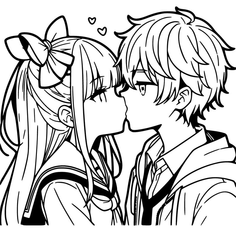 anime girl kissing anime boy