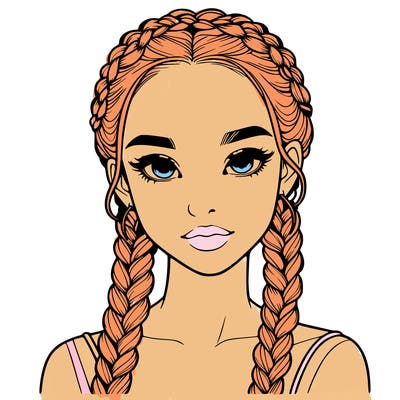 realistic girl with braids