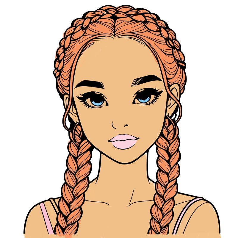 realistic girl with braids