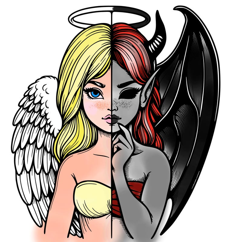 realistic angel half demon