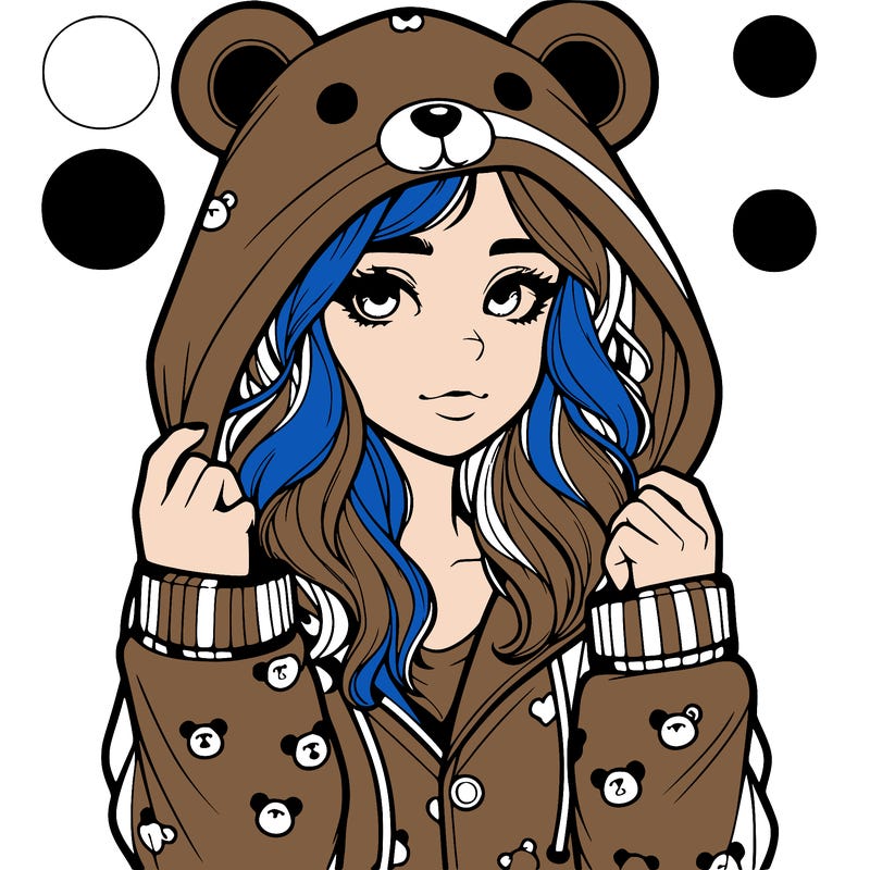 realistic girl in a animal pjs hoodie