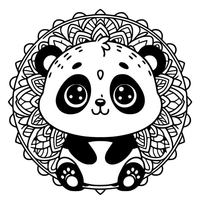 cute baby panda animal mandala