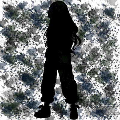 girl in baggy pants crop top and long hair