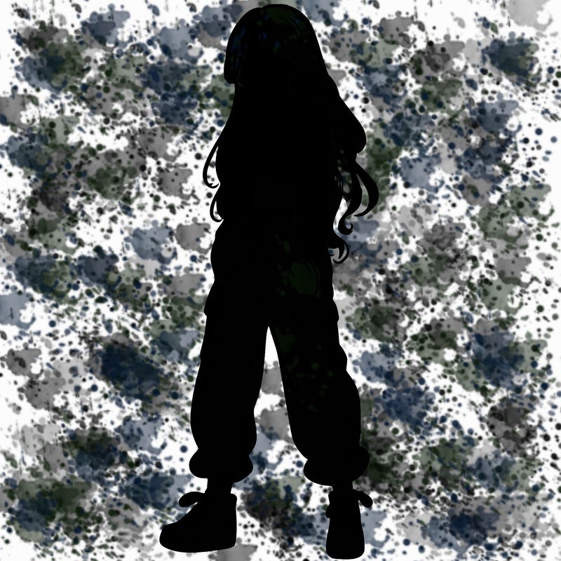 girl in baggy pants crop top and long hair