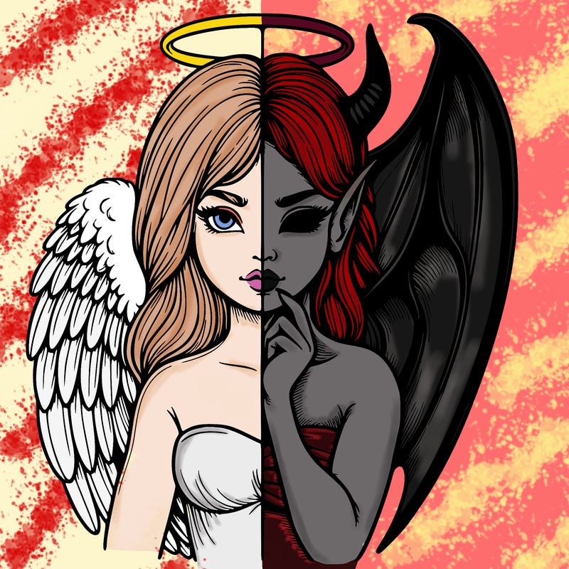 realistic angel half demon