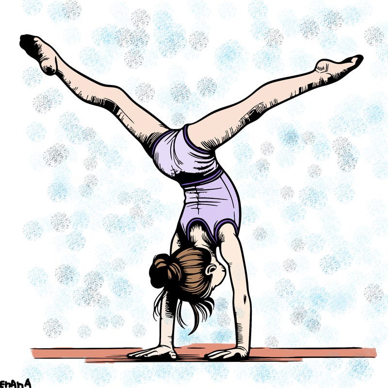 realistic gymnastic hand stand girl in four splits