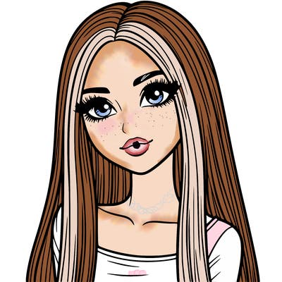 realistic girl with straight and long hair