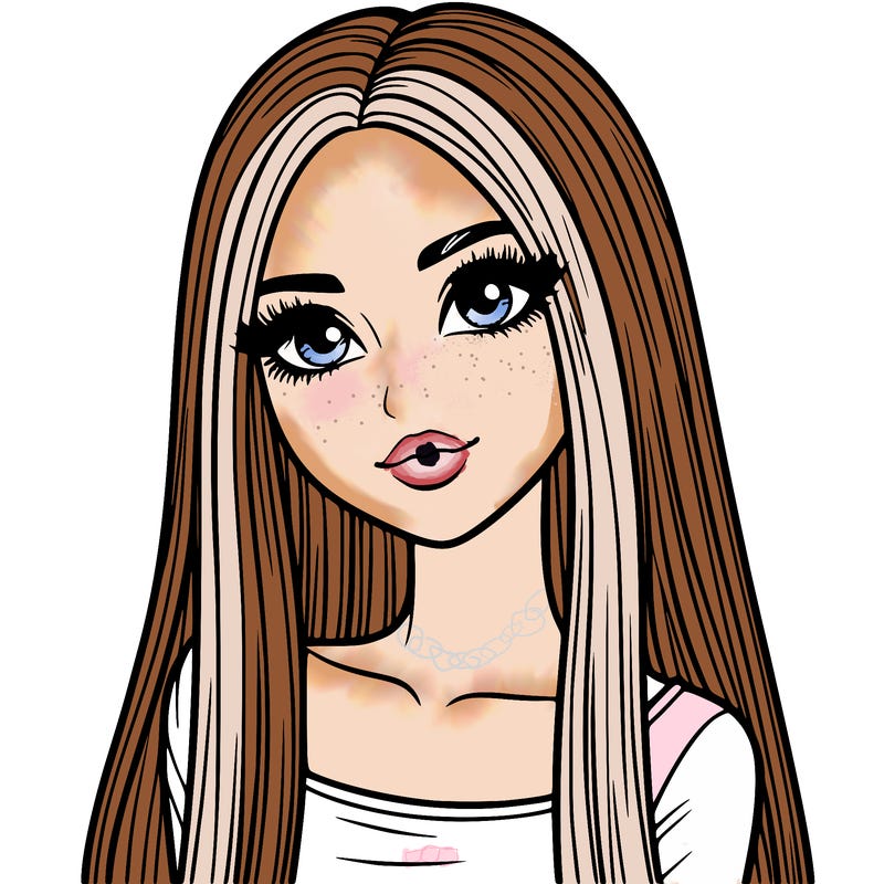 realistic girl with straight and long hair