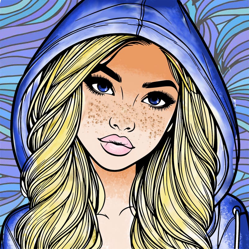 realistic beautiful girl with a hood on