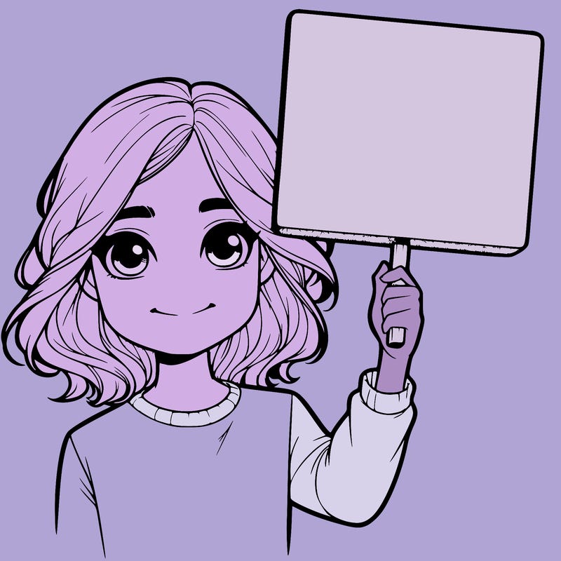 realistic girl holding up a sign