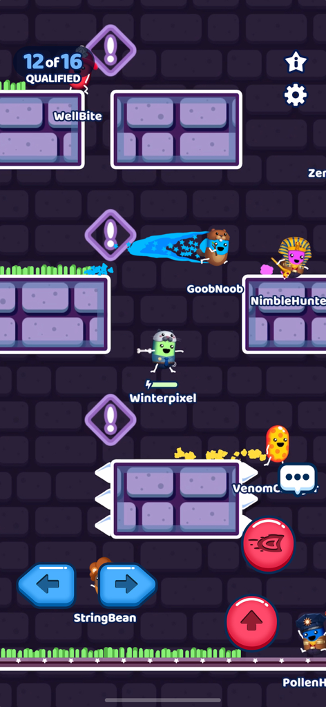 Goober Dash - Players competing in a race royale level with obstacle hazards and cute characters