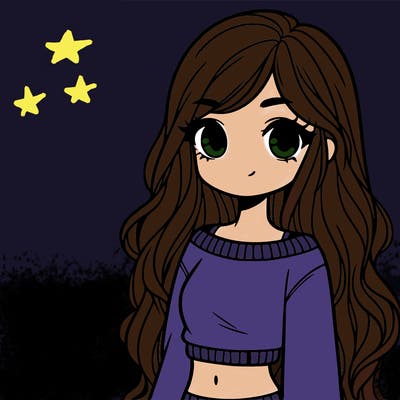 girl with long hair and a crop top with a sweater