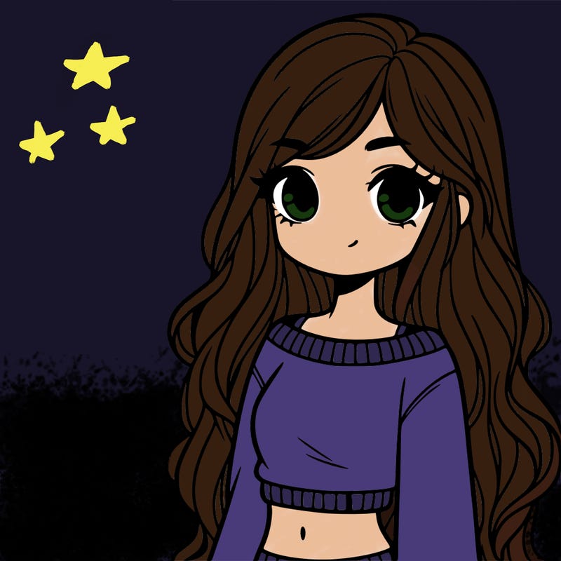 girl with long hair and a crop top with a sweater