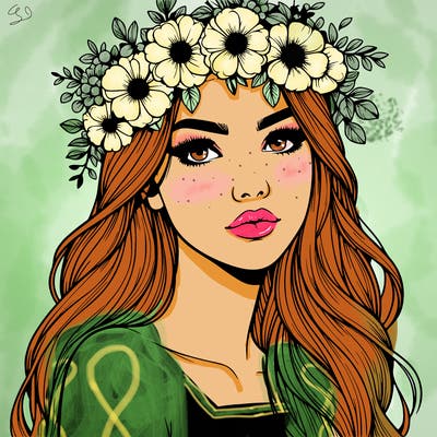 realistic woman with flowers crown