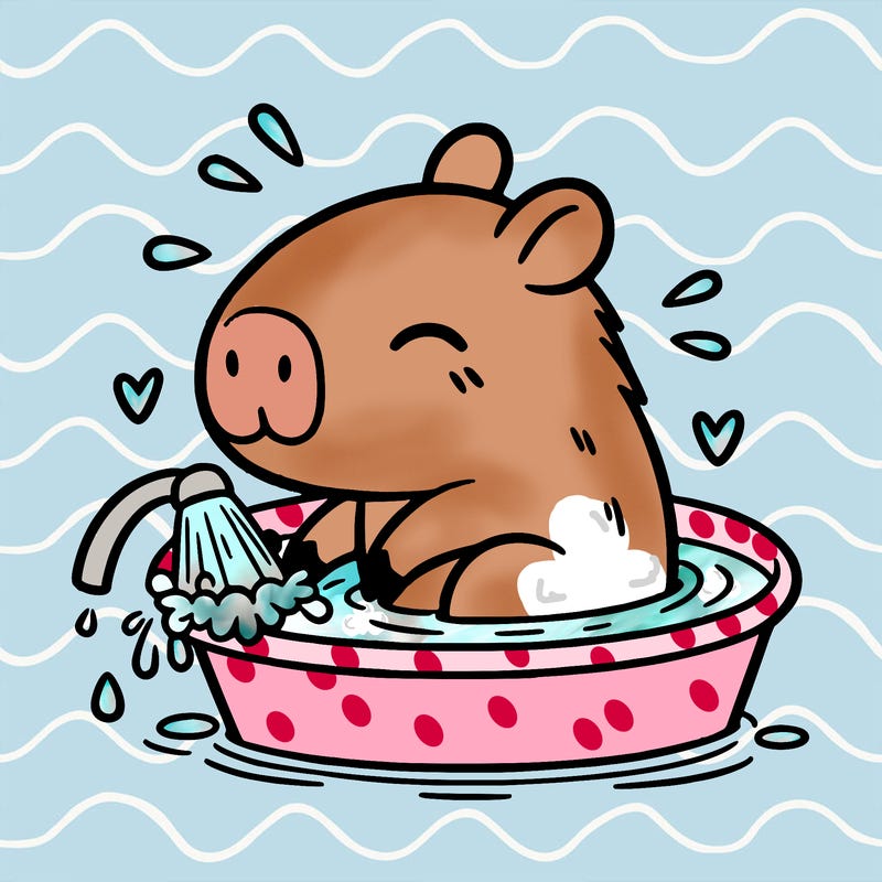 capybara taking a bath