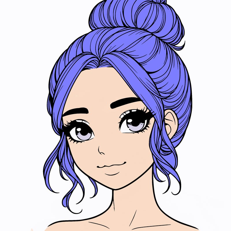 realistic pretty girl with hair in bun