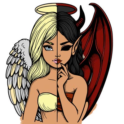 realistic angel half demon