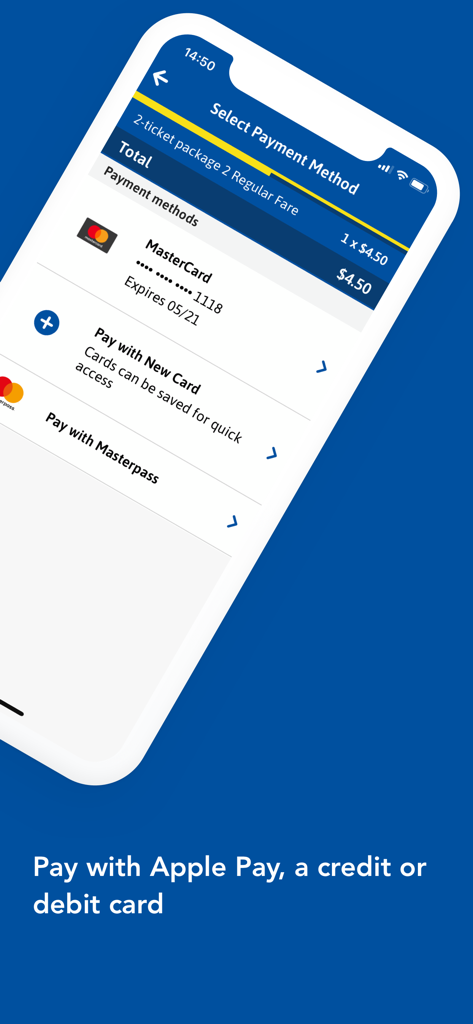 Suffolk FastFare - Suffolk FastFare app interface showing the payment method selection screen for bus tickets