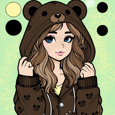 realistic girl in a animal pjs hoodie