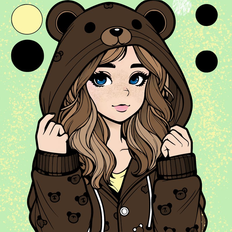 realistic girl in a animal pjs hoodie