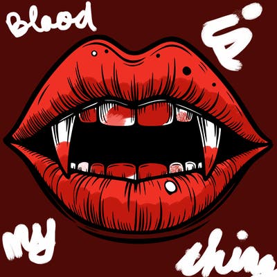 lips with vampire teeth
