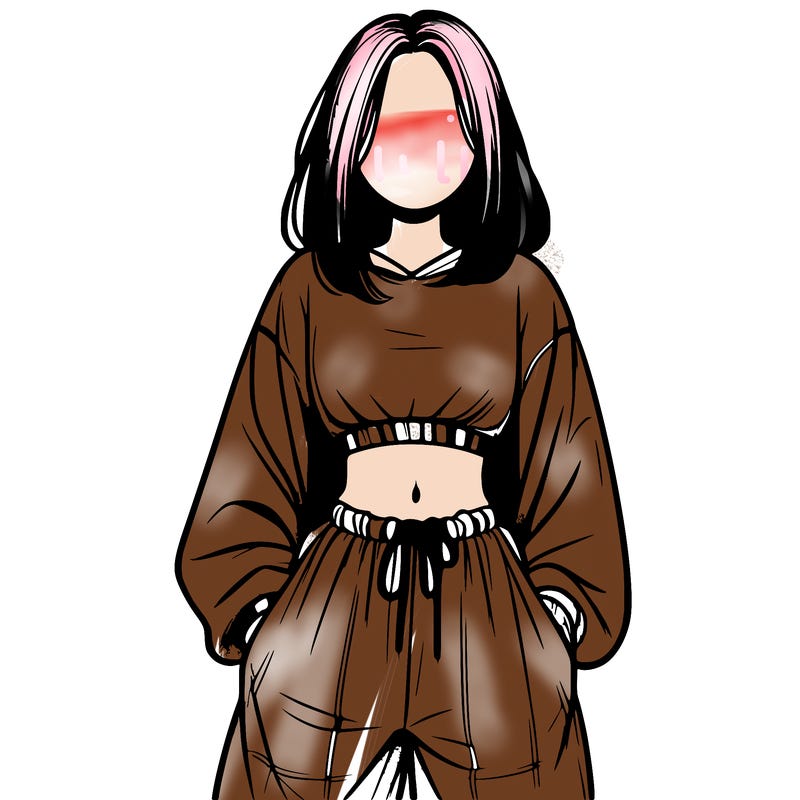 realistic girl faceless with baggy pants and a crop top