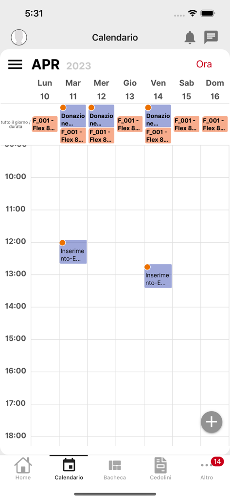 HR INAZ - HR INAZ mobile app interface showing a weekly attendance calendar with scheduled shifts and employee leave entries