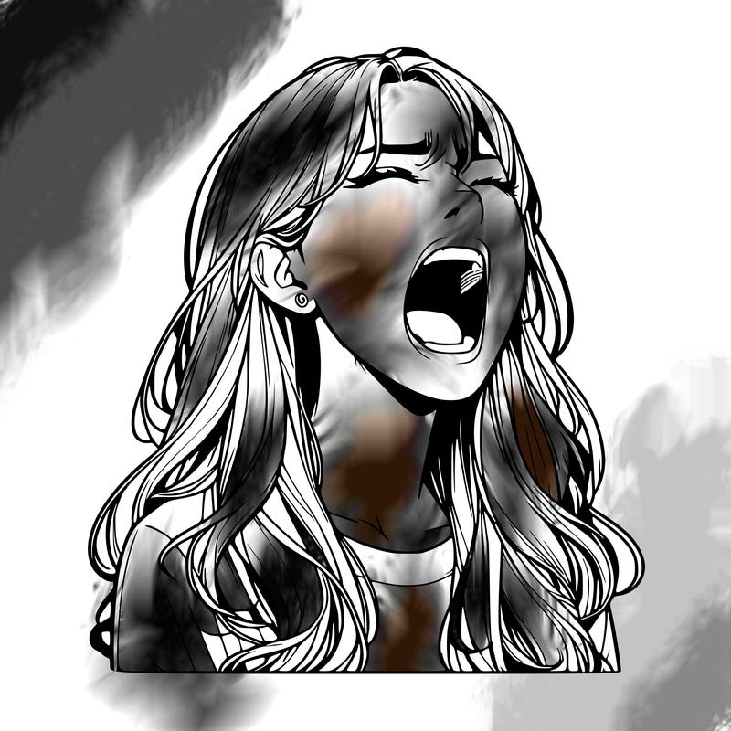 screaming realistic, girl