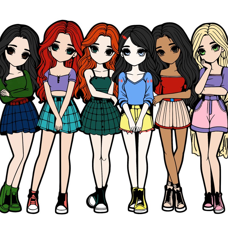 a group of girls realistic