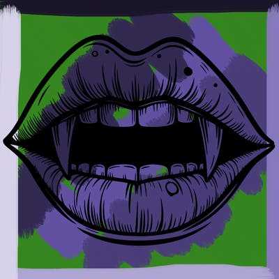 lips with vampire teeth
