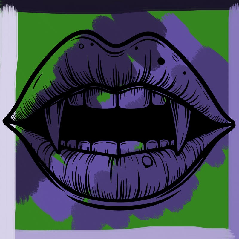 lips with vampire teeth