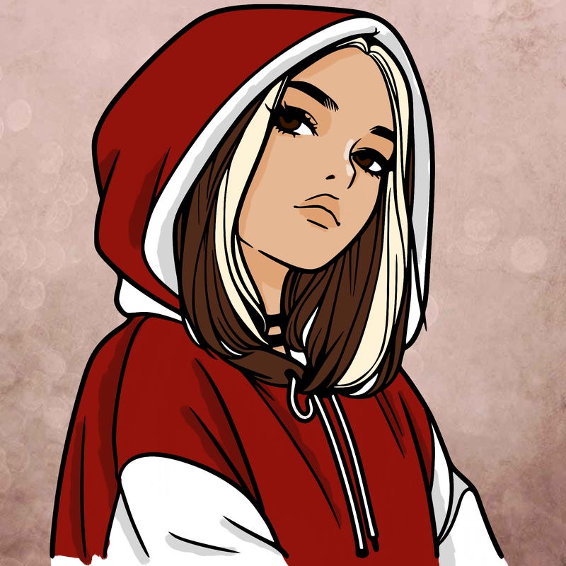 a realistic girl in a hoodie
