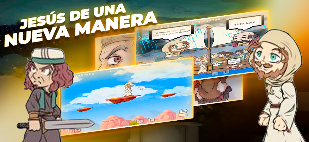 The king Jesus Videogame Spa - 만화 캐릭터 예수와 주님 예수 모바일 게임의 게임 플레이 스크린샷